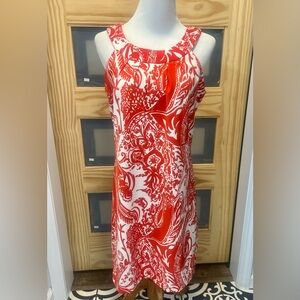 Perceptions Orange and White Floral Dress Size 10